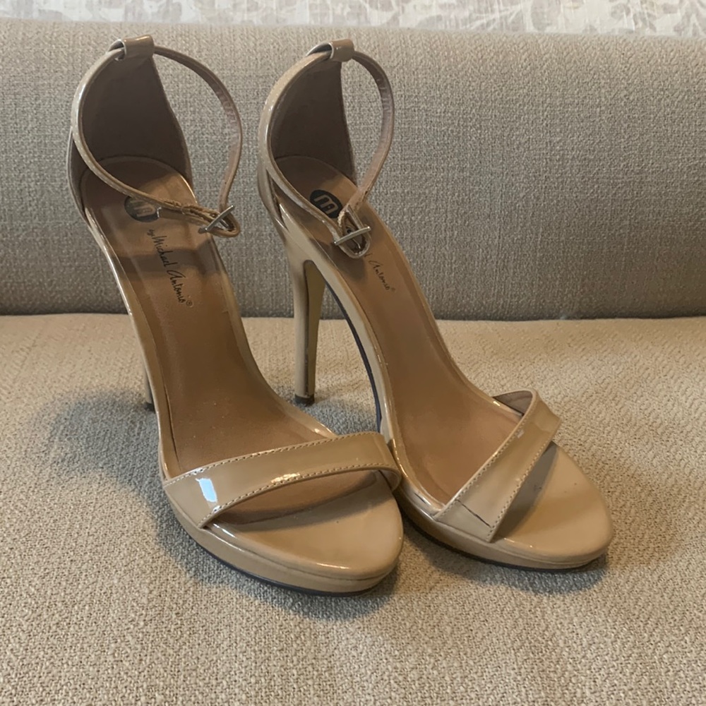 Nude strappy heels